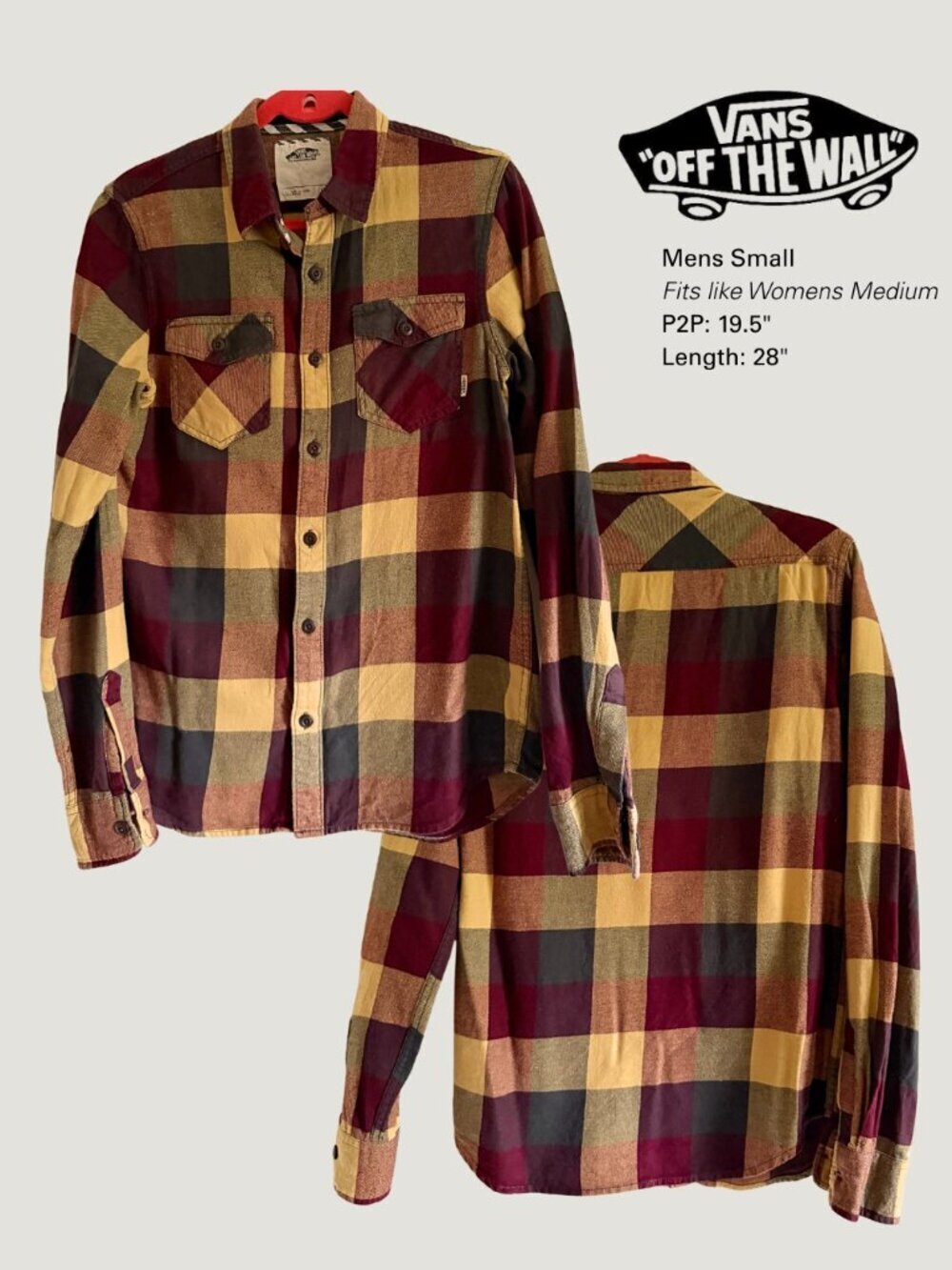 Vans Off The Wall | Plaid Flannel Fall Shirt | Men's S (Fits Womens Medium) - Picture 2 of 7